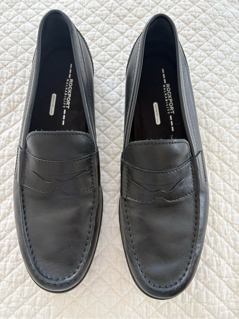 Men’s Rockport Walkability Black Leather Slip-On Penny Loafers Size 11.5M New